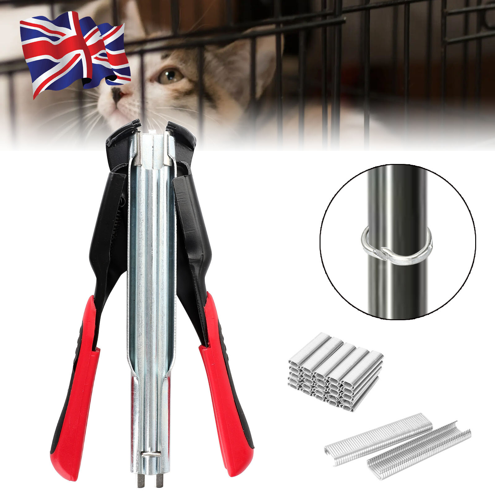 Hog Ring Pliers +2500*Galvanised Steel Auto Fencing Nailer Pet Cage
